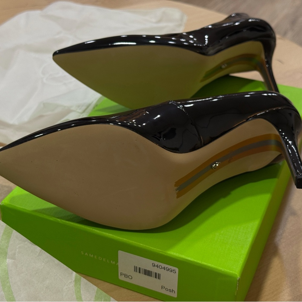 Sam Edelman Black Patent Pointed-Toe Stiletto Pumps - Picture 3 of 6